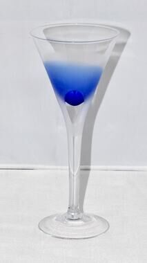 BLOCK Crystal Stockholm Cobalt Blue Martini Goblet Air Bubble Stem Glass